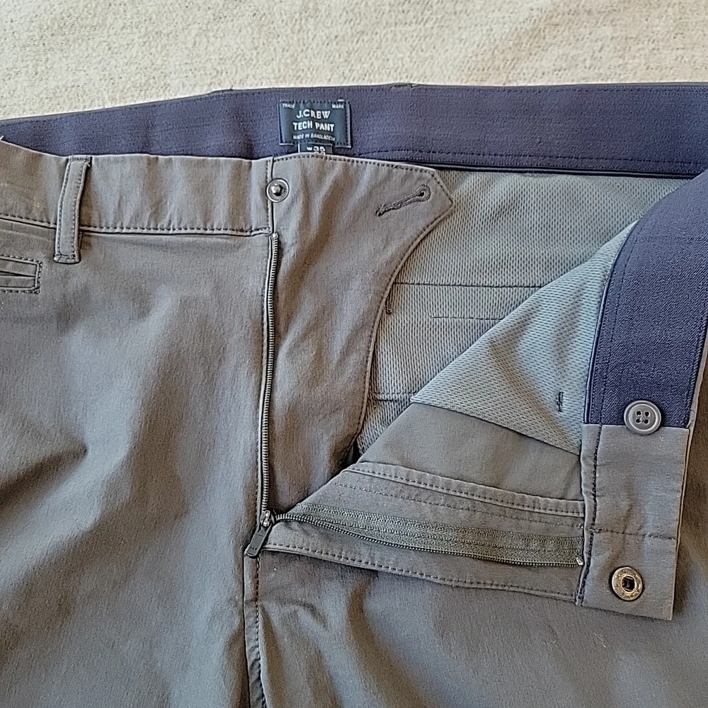 J Crew 484 Slim Tech Pants Men's 35x32 Gray Stretch Performance Chino‎ Travel